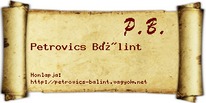 Petrovics Bálint névjegykártya