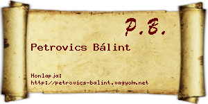 Petrovics Bálint névjegykártya